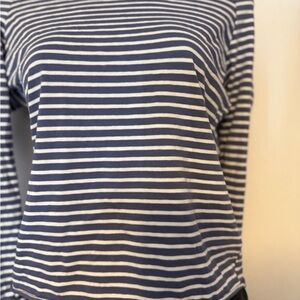 Brandy Melville Navy and White Striped Long Sleeve Top